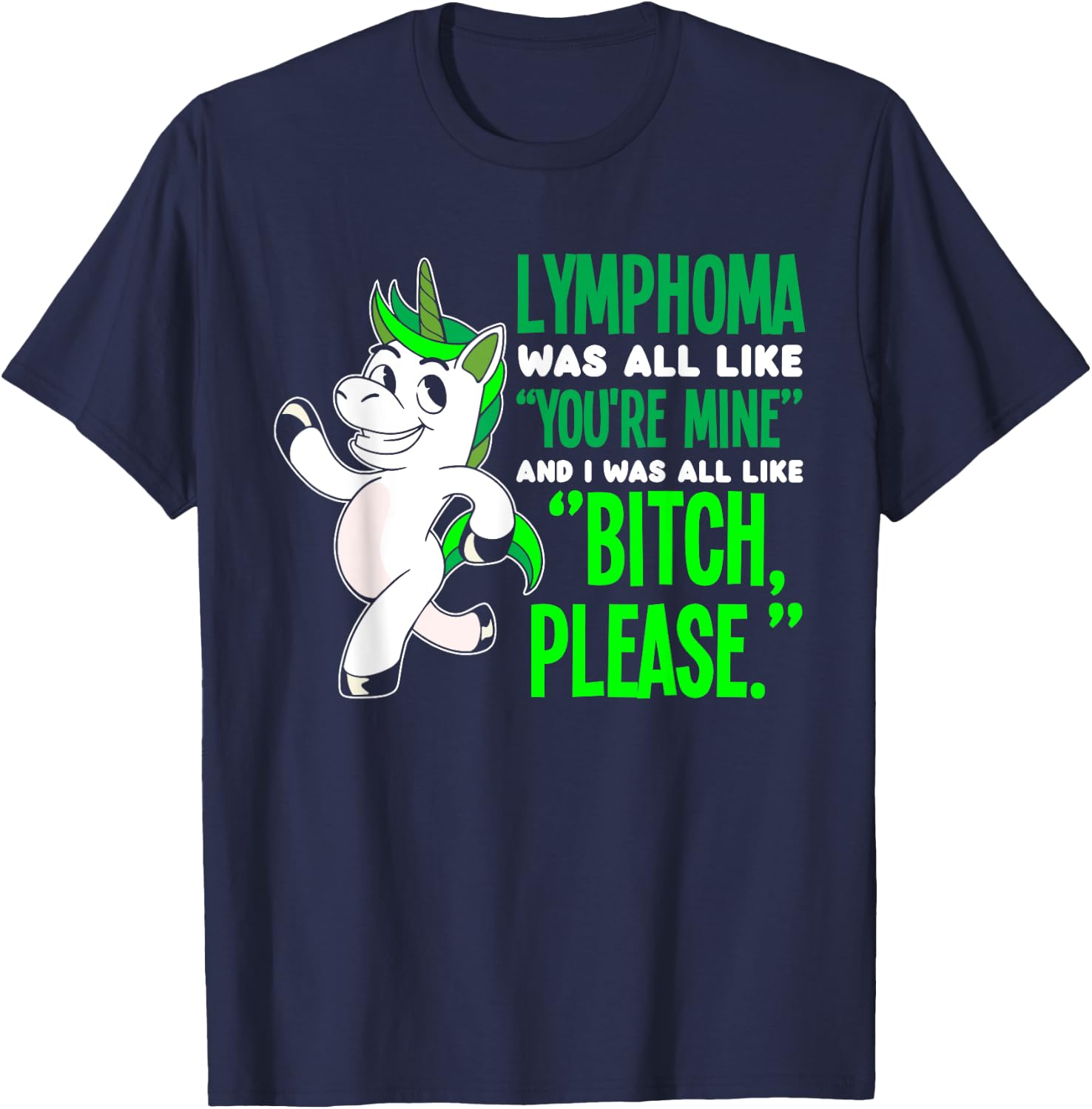 Unicorn Cancer Survivor Non-Hodgkin Lymphoma Awareness T-Shirt - T-Shirt | Navy