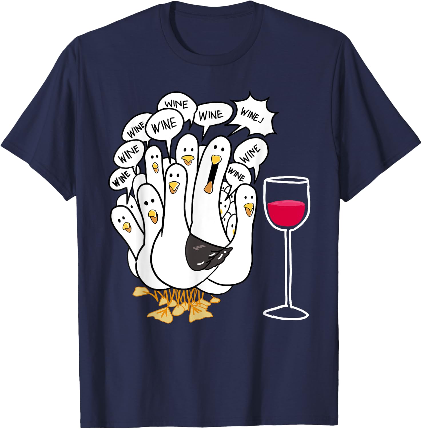 Seagull Wine Funny Bird Lover Drinking Enthusiast Women Gift T-Shirt - T-Shirt | Navy