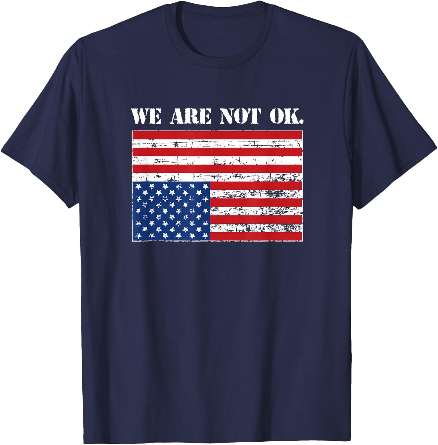 Upside Down USA Flag in Distress Small T-Shirt - T-Shirt | Navy