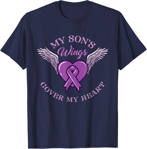 My Son's Wings Cover My Heart Overdose Awareness T-Shirt - T-Shirt | Navy