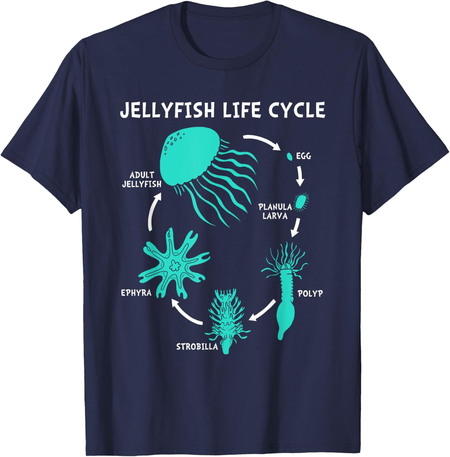Life Cycle Of A Jellyfish T-Shirt - T-Shirt | Navy
