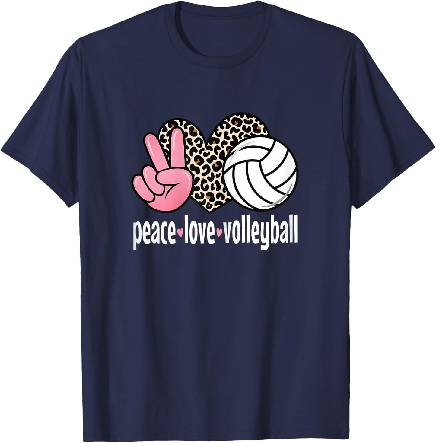 Peace Love Volleyball Cute Volleyball Women Girls Kids T-Shirt - T-Shirt | Navy