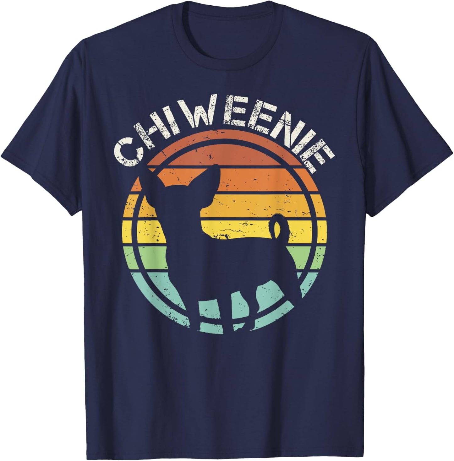 Cute Retro Chiweenie Silhouette Gift design for Chiweenies T-Shirt - T-Shirt | Navy
