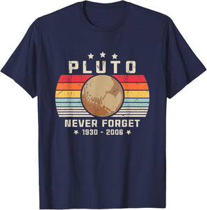 Never Forget Pluto Shirt. Retro Style Funny Space, Science T-Shirt - T-Shirt | Navy