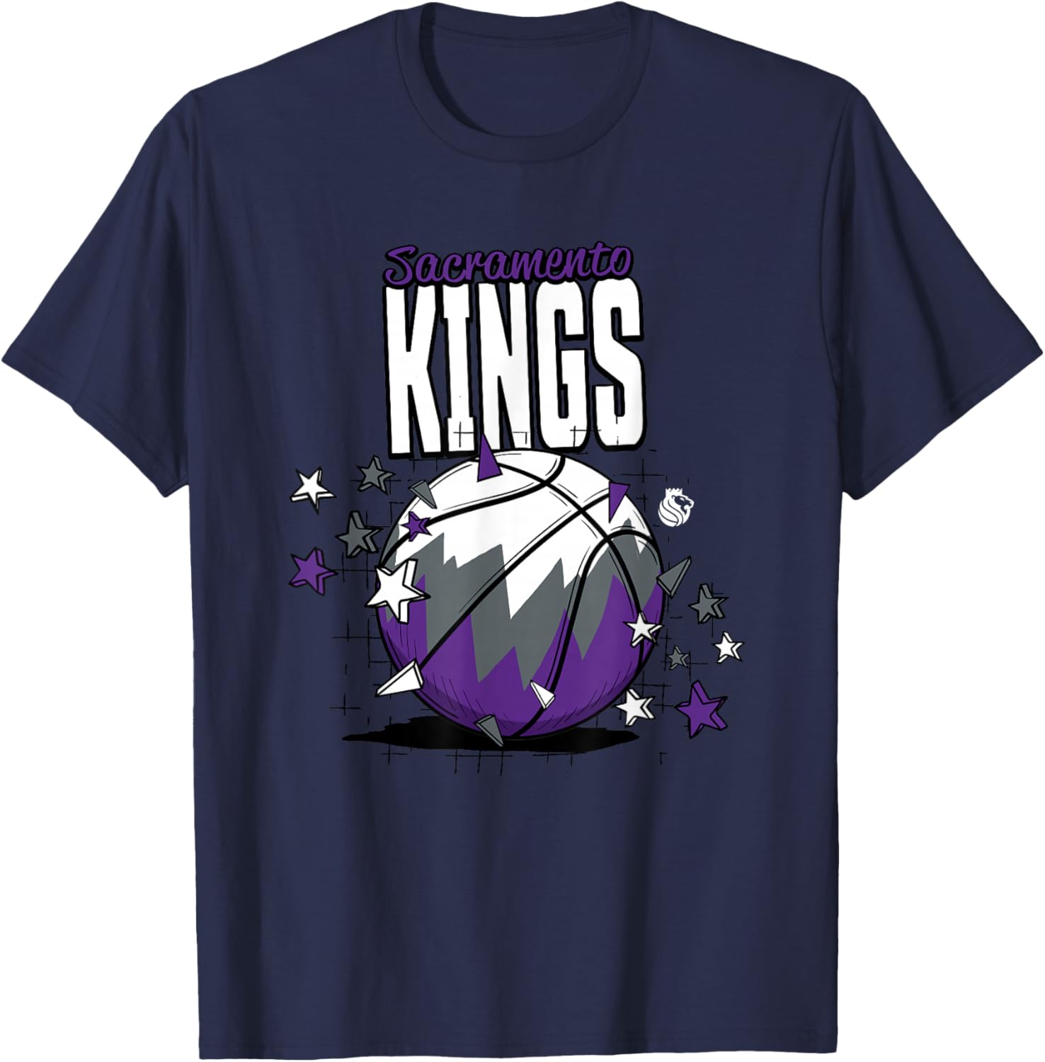 NBA Sacramento Kings Basketball Doodle Stars T-Shirt - T-Shirt | Navy