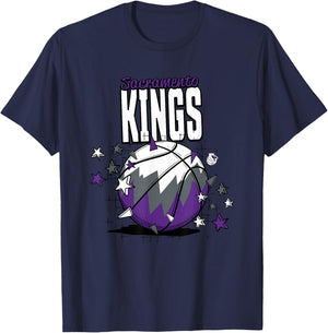 NBA Sacramento Kings Basketball Doodle Stars T-Shirt - T-Shirt | Navy
