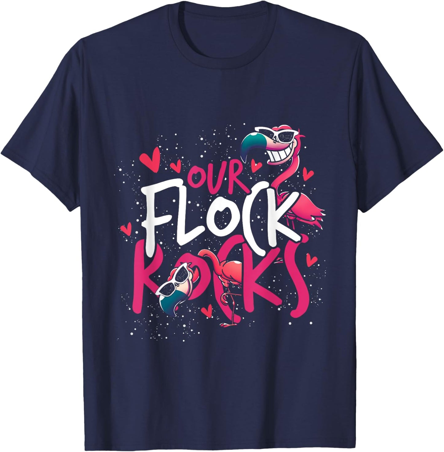 Our Flock Rocks Flamingo T-Shirt - T-Shirt | Navy