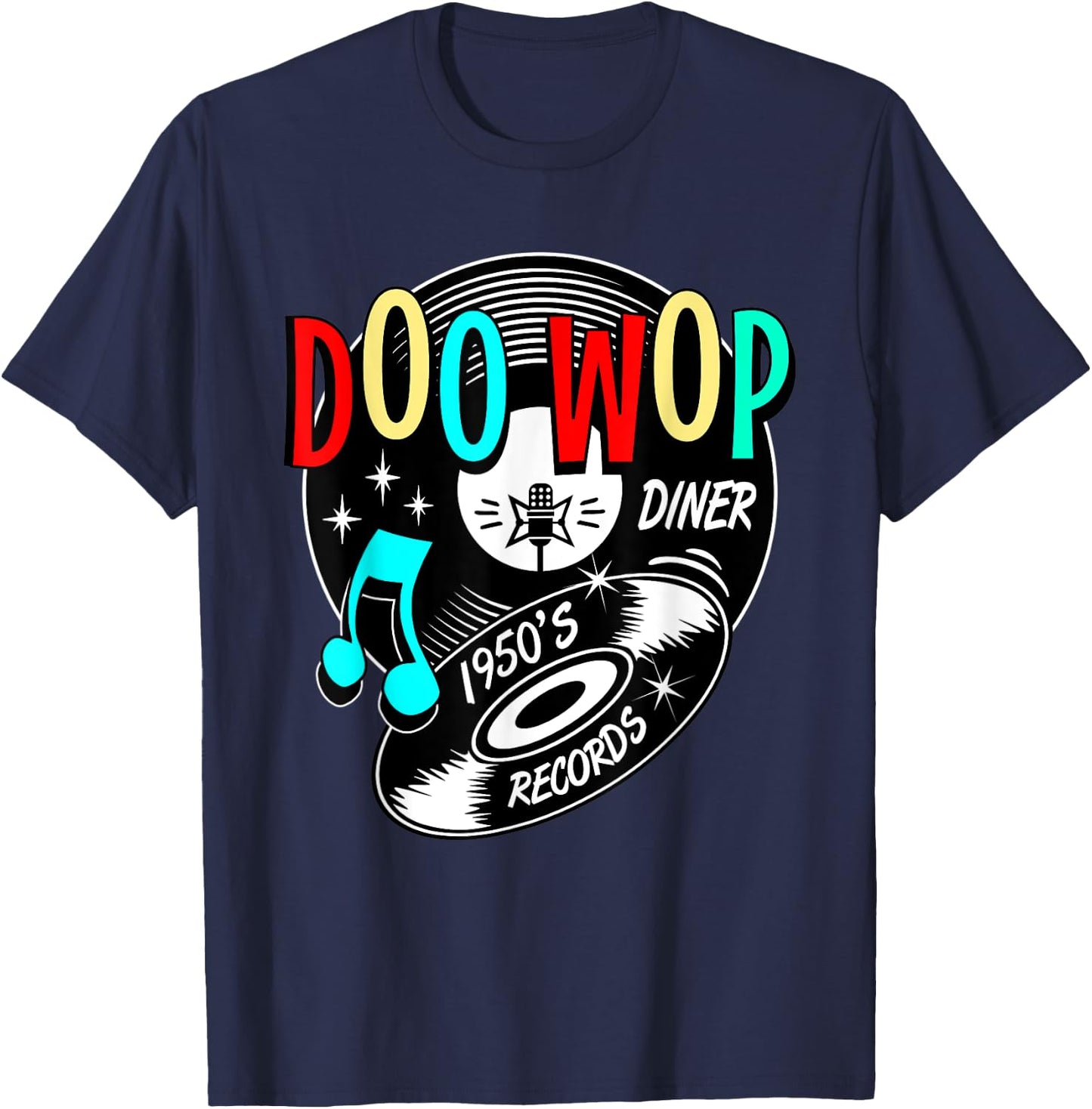 Doo Wop Gifts Retro 1950s Sock Hop Rock N Roll Rockabilly T-Shirt - T-Shirt | Navy