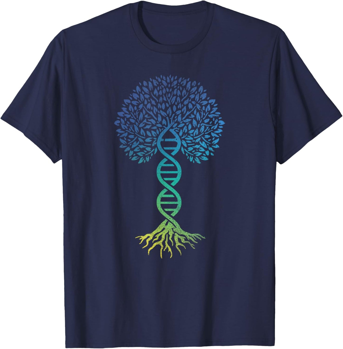Tree Of Life DNA Science Genetics Earth Day Genealogy Blue T-Shirt - T-Shirt | Navy