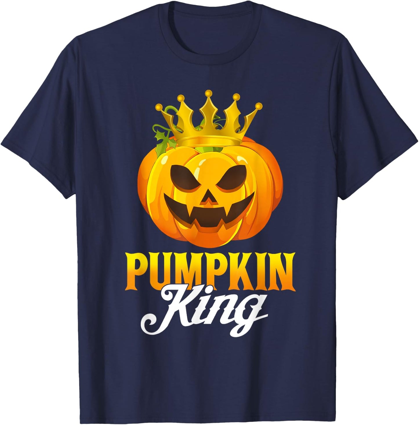Vintage Pumpkin King Funny Pumpkin Couple Costume Halloween T-Shirt - T-Shirt | Navy