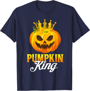 Vintage Pumpkin King Funny Pumpkin Couple Costume Halloween T-Shirt - T-Shirt | Navy
