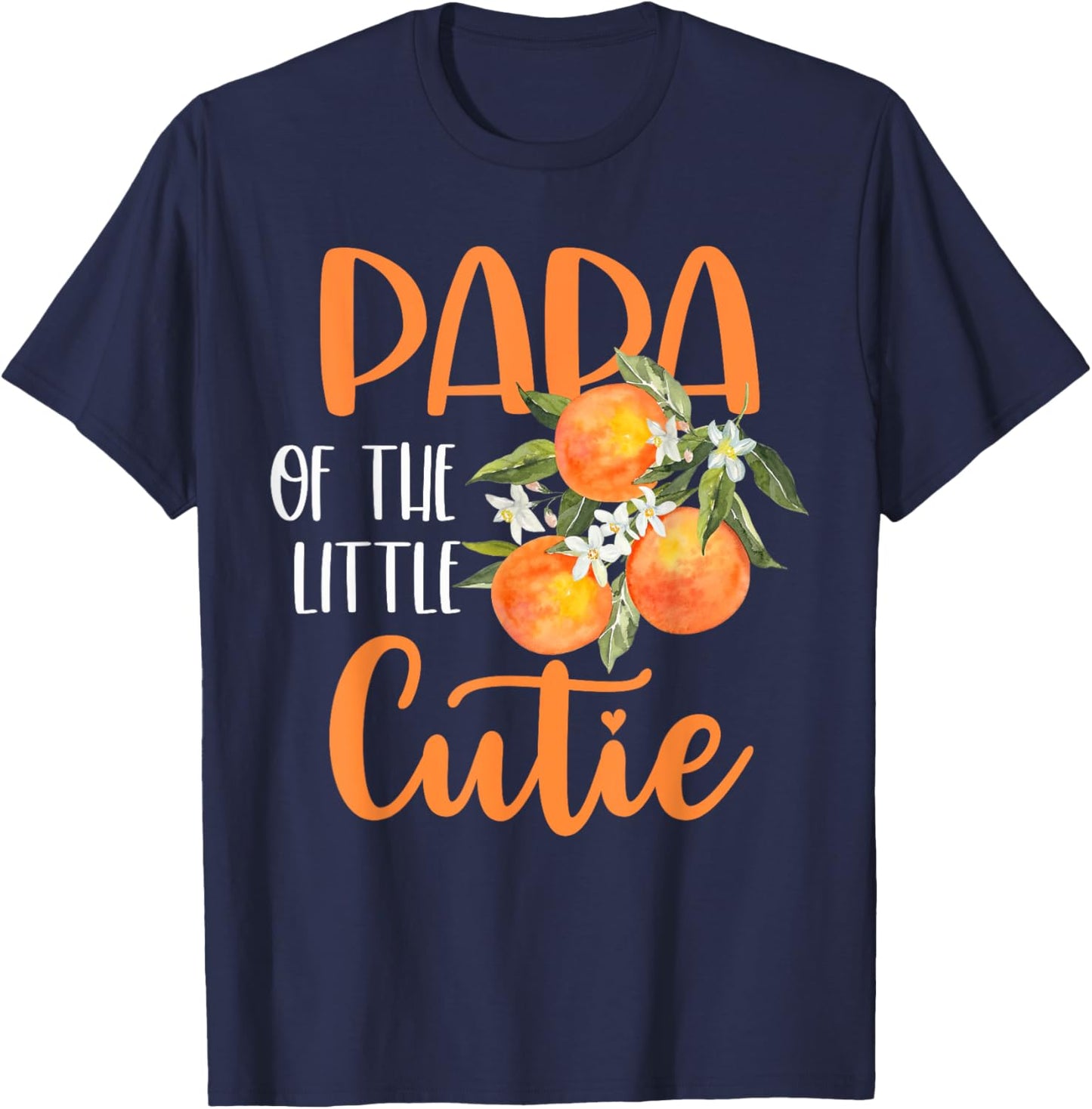 Papa Little Cutie Baby Shower Orange 1st Birthday Party T-Shirt - T-Shirt | Navy