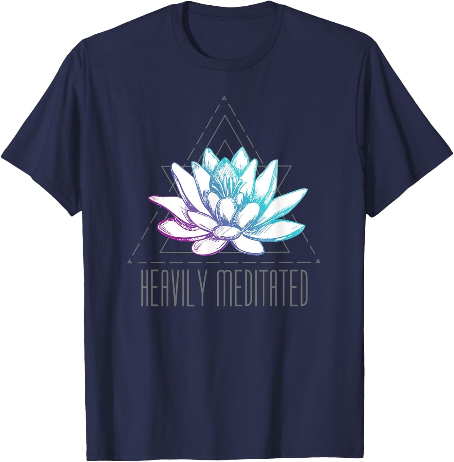 Heavily Meditated Lotus Minimalist Meditation Spiritual T-Shirt - T-Shirt | Navy