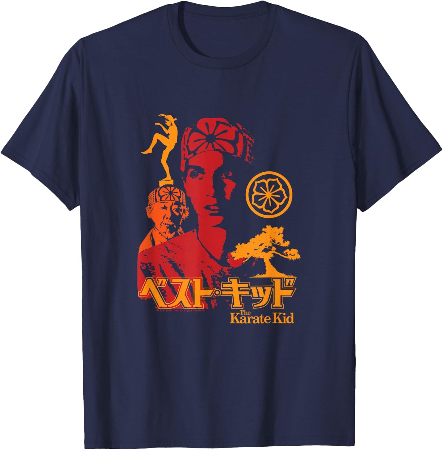 The Karate Kid Iconic Red Orange Yellow Collage Movie T-Shirt - T-Shirt | Navy