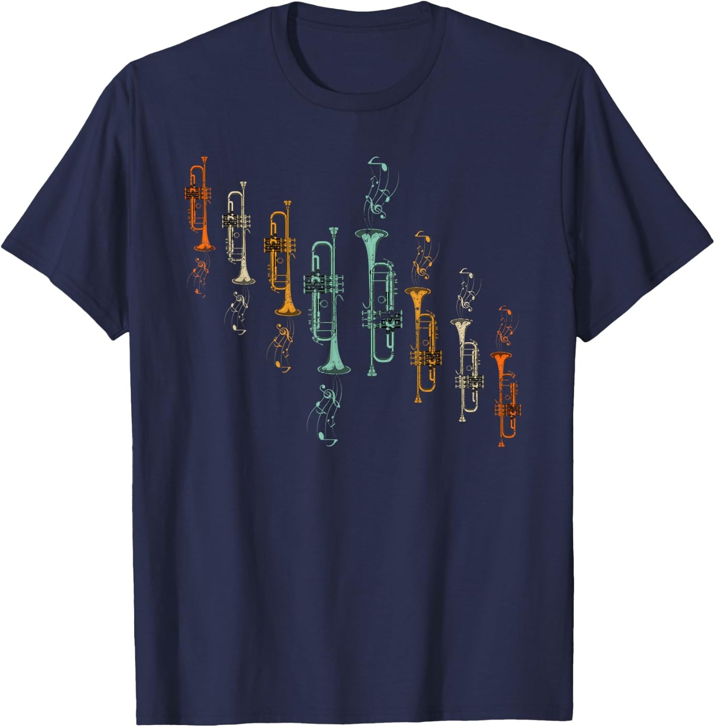 Jazz Music Sheet Music Trumpeter Gift Trumpet T-Shirt - T-Shirt | Navy