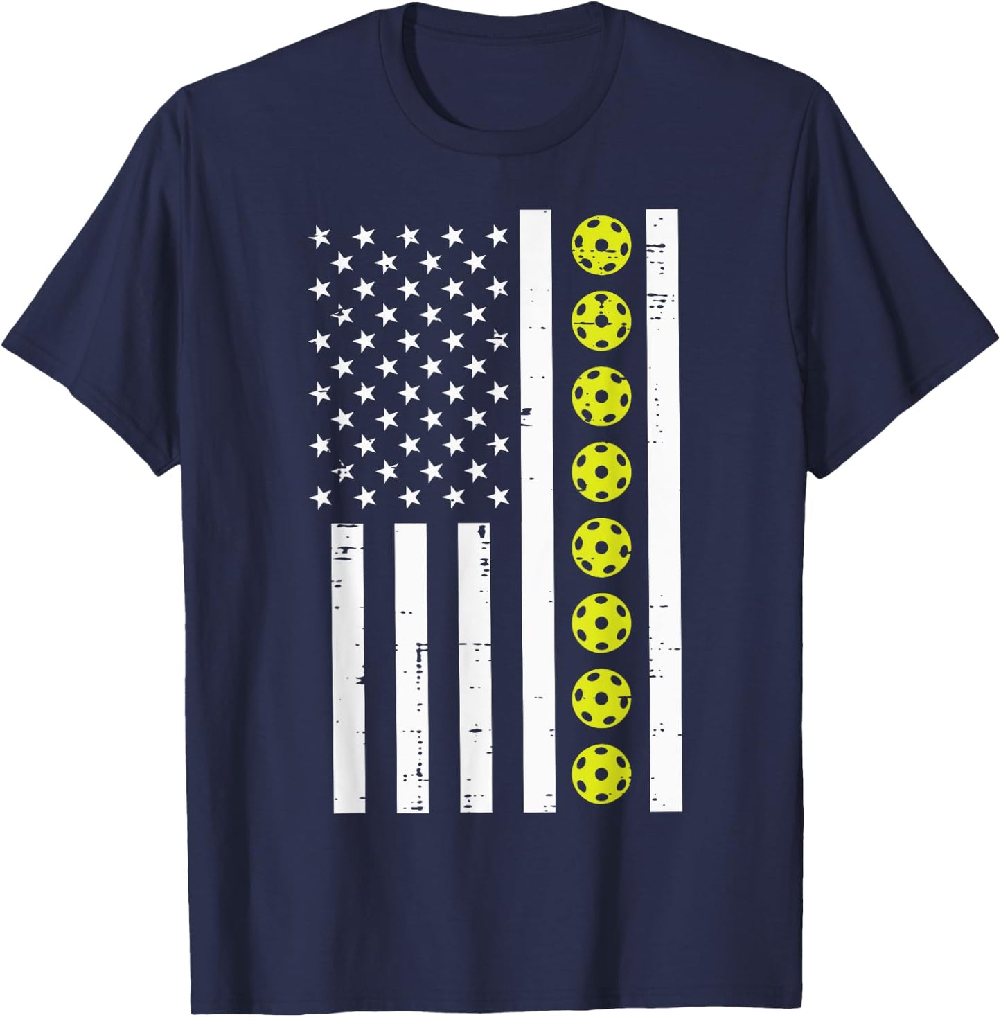 Pickle Ball US Flag Pickleball Patriotic Men Women Kids Boys T-Shirt - T-Shirt | Navy