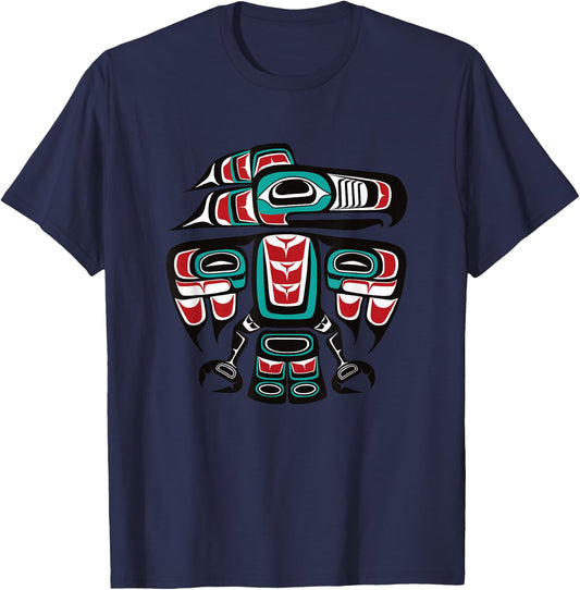 Northwest Pacific Haida Tlingit Native Raven Totem T-Shirt - T-Shirt | Navy