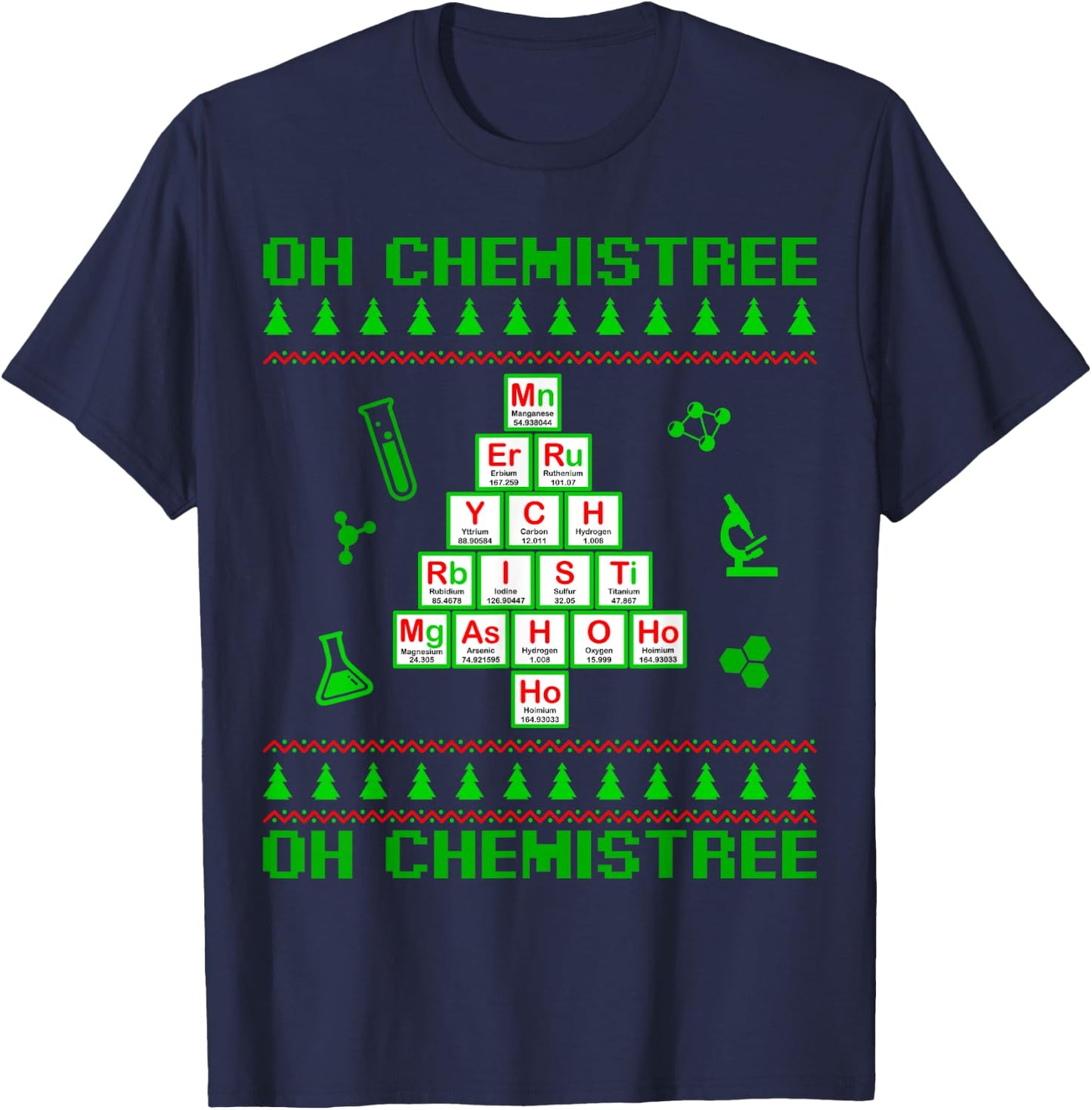 Science Christmas Oh Chemist Tree Chemistree Chemistry T-Shirt - T-Shirt | Navy