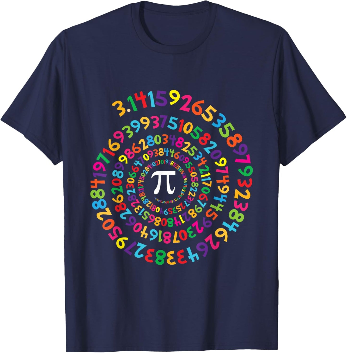 Colorful Pi Swirl - Pi Day & Math Lover Gift T-Shirt - T-Shirt | Navy