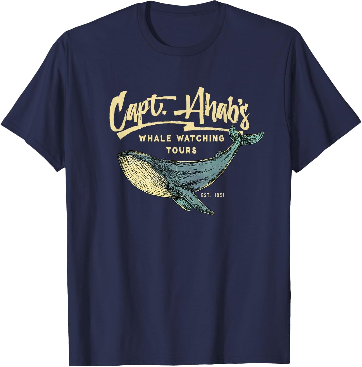 Moby Dick, Herman Melville whale literary gift T-Shirt - T-Shirt | Navy