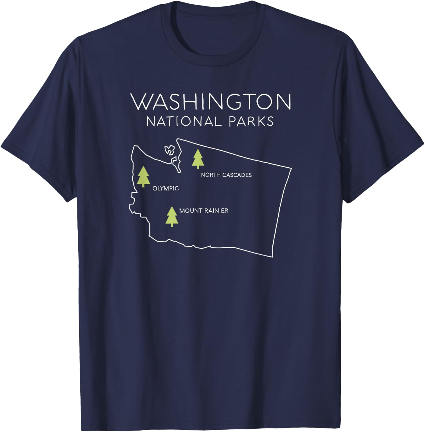 Washington National Park Map Mount Rainer North Cascades T-Shirt - T-Shirt | Navy