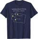 Washington National Park Map Mount Rainer North Cascades T-Shirt - T-Shirt | Navy