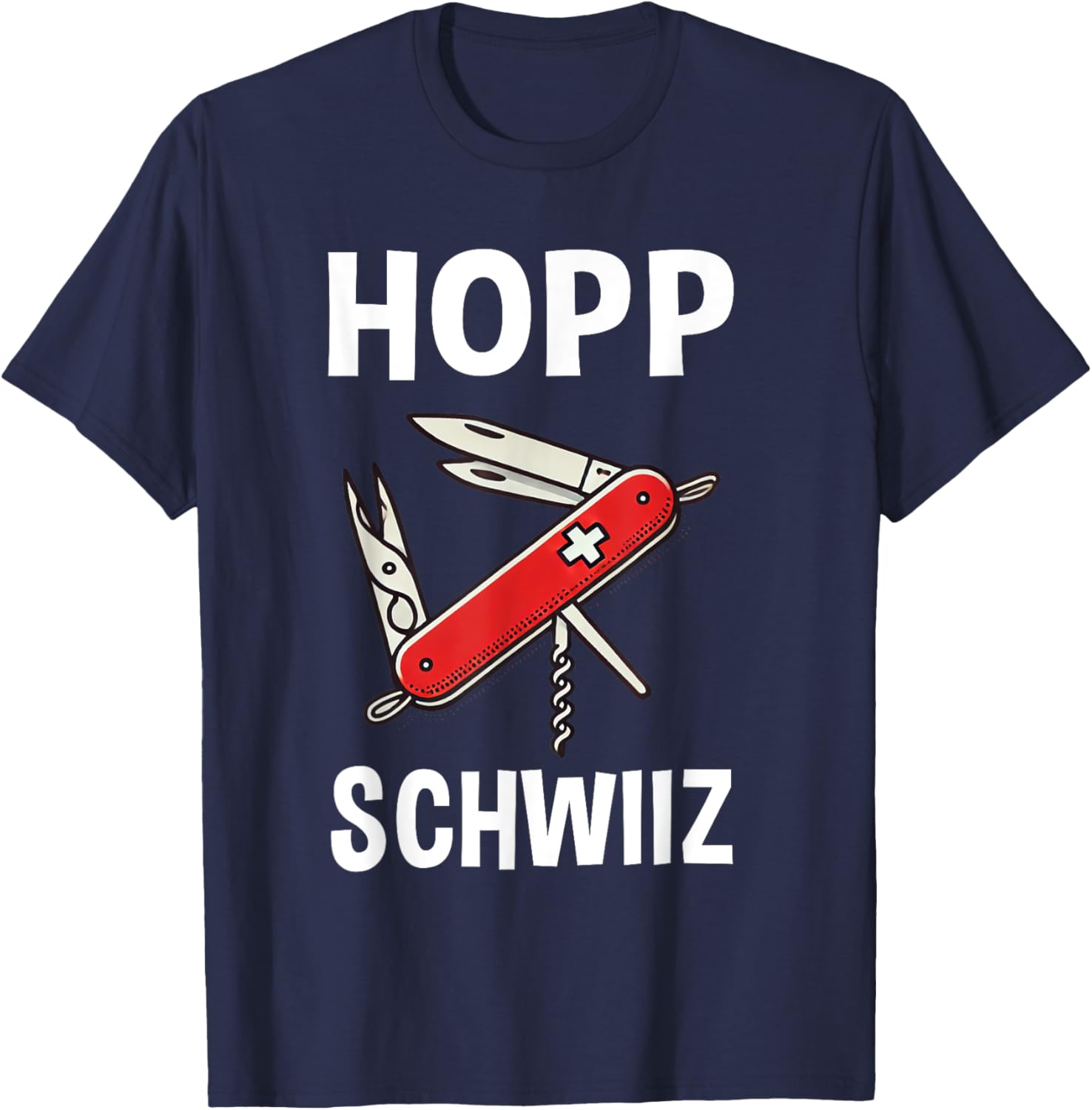 Hopp Schwiiz Go Switzerland Army Knife Wear T-Shirt - T-Shirt | Navy