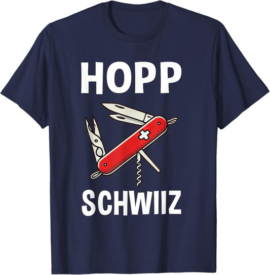 Hopp Schwiiz Go Switzerland Army Knife Wear T-Shirt - T-Shirt | Navy