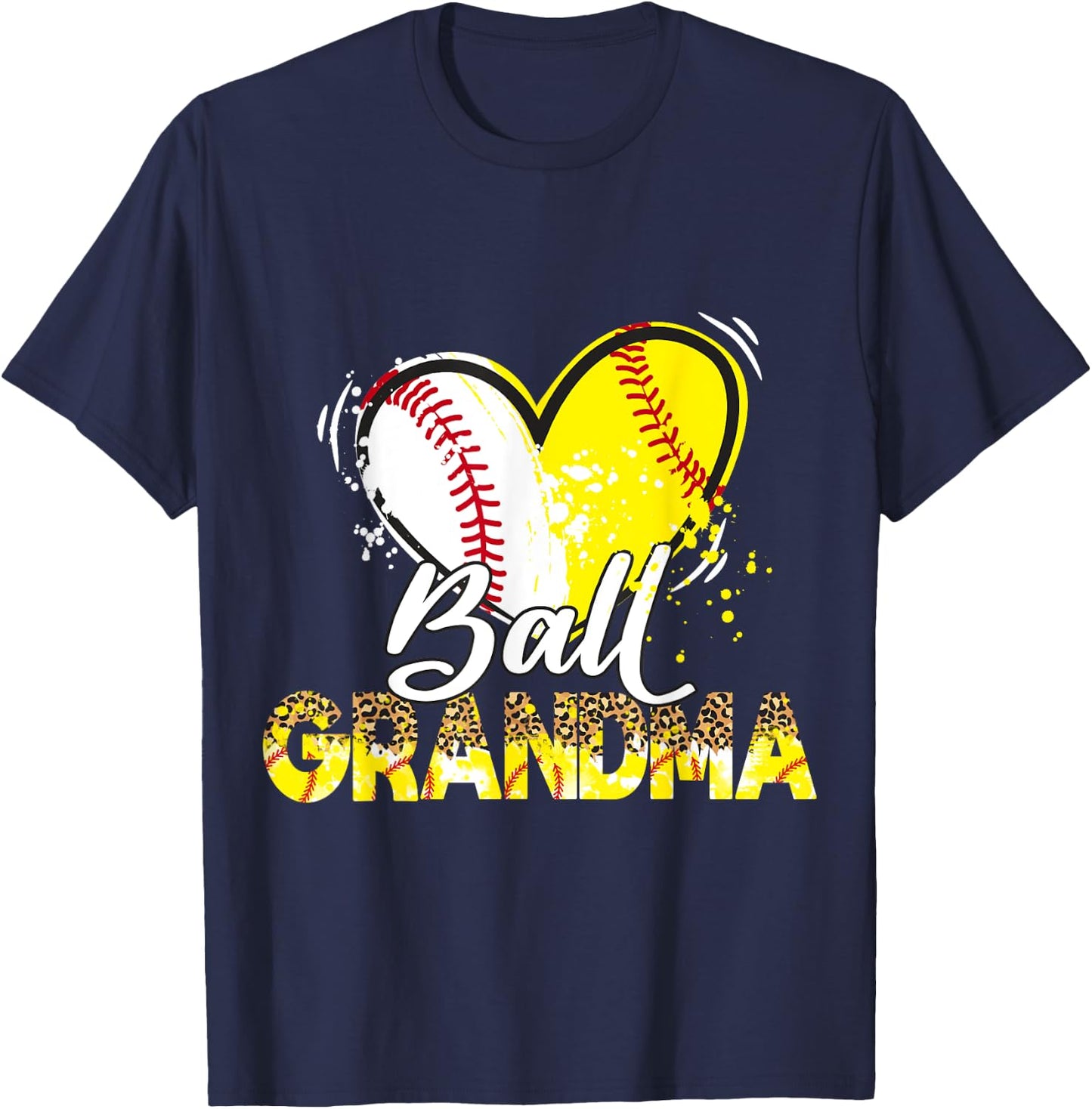 Grandma of Both Baseball Softball Sport Matching Family T-Shirt - T-Shirt | Navy
