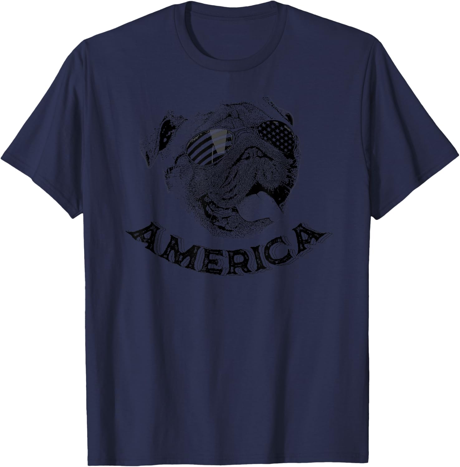America Dog With Sunglasses July 4th - Pug 4th Of July T-Shirt - T-Shirt | Navy