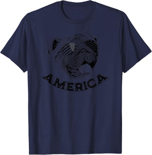America Dog With Sunglasses July 4th - Pug 4th Of July T-Shirt - T-Shirt | Navy