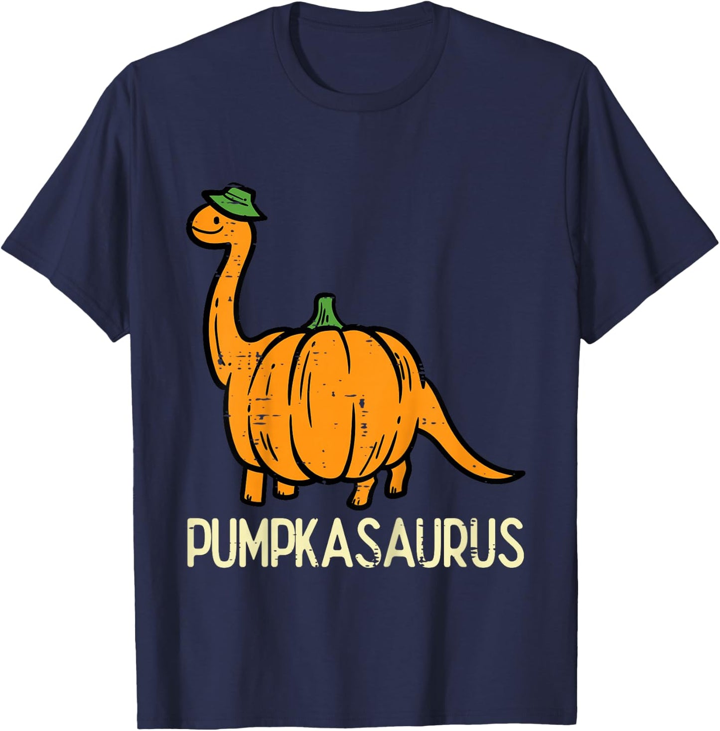 Kids Halloween Pumpkin Dino Pumpasaurus Costume Boys Kids Toddler T-Shirt - T-Shirt | Navy