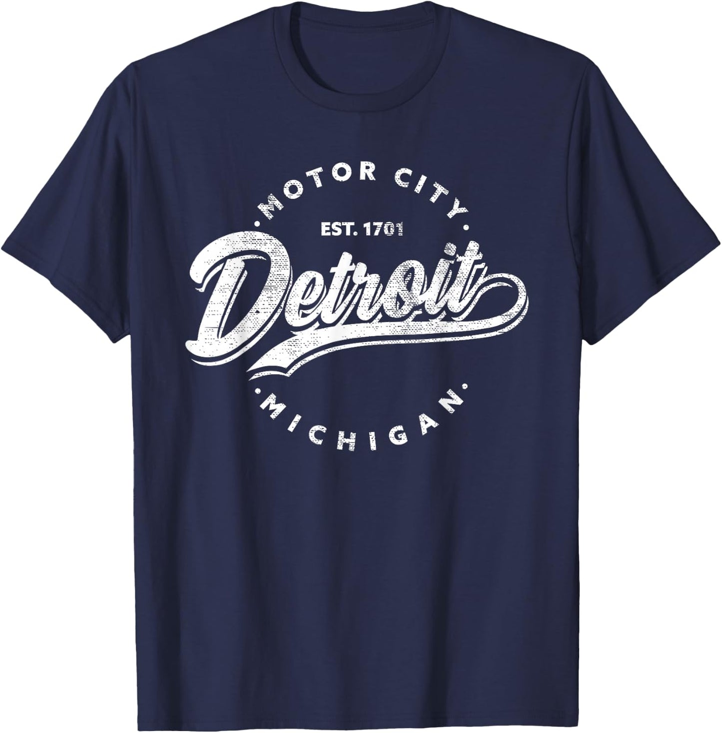 Classic Michiganians Vintage Detroit Motor City Michigan MI T-Shirt - T-Shirt | Navy