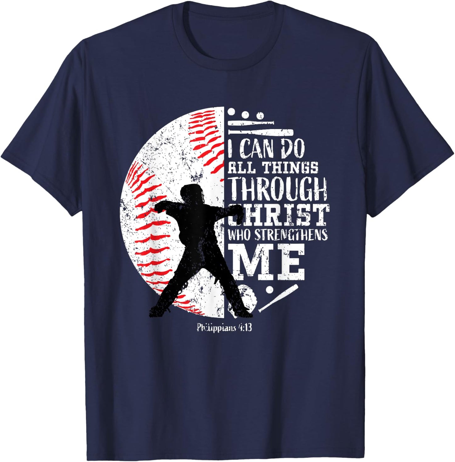 Baseball Catcher Gifts Players Teen Boys Kids Cool Christian T-Shirt - T-Shirt | Navy