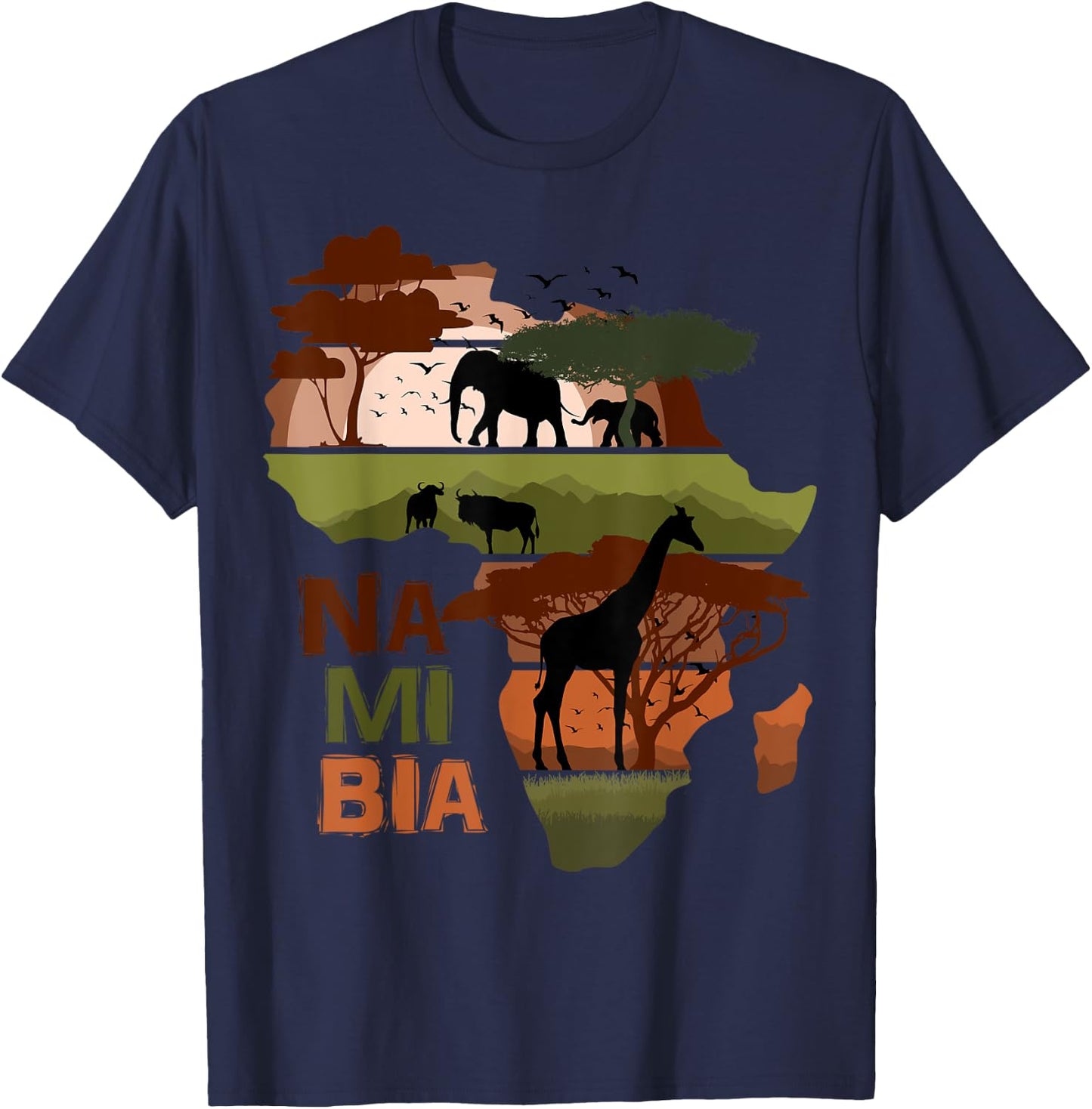 Namibia Africa Sunset Continent Nature Wild Life T-Shirt - T-Shirt | Navy
