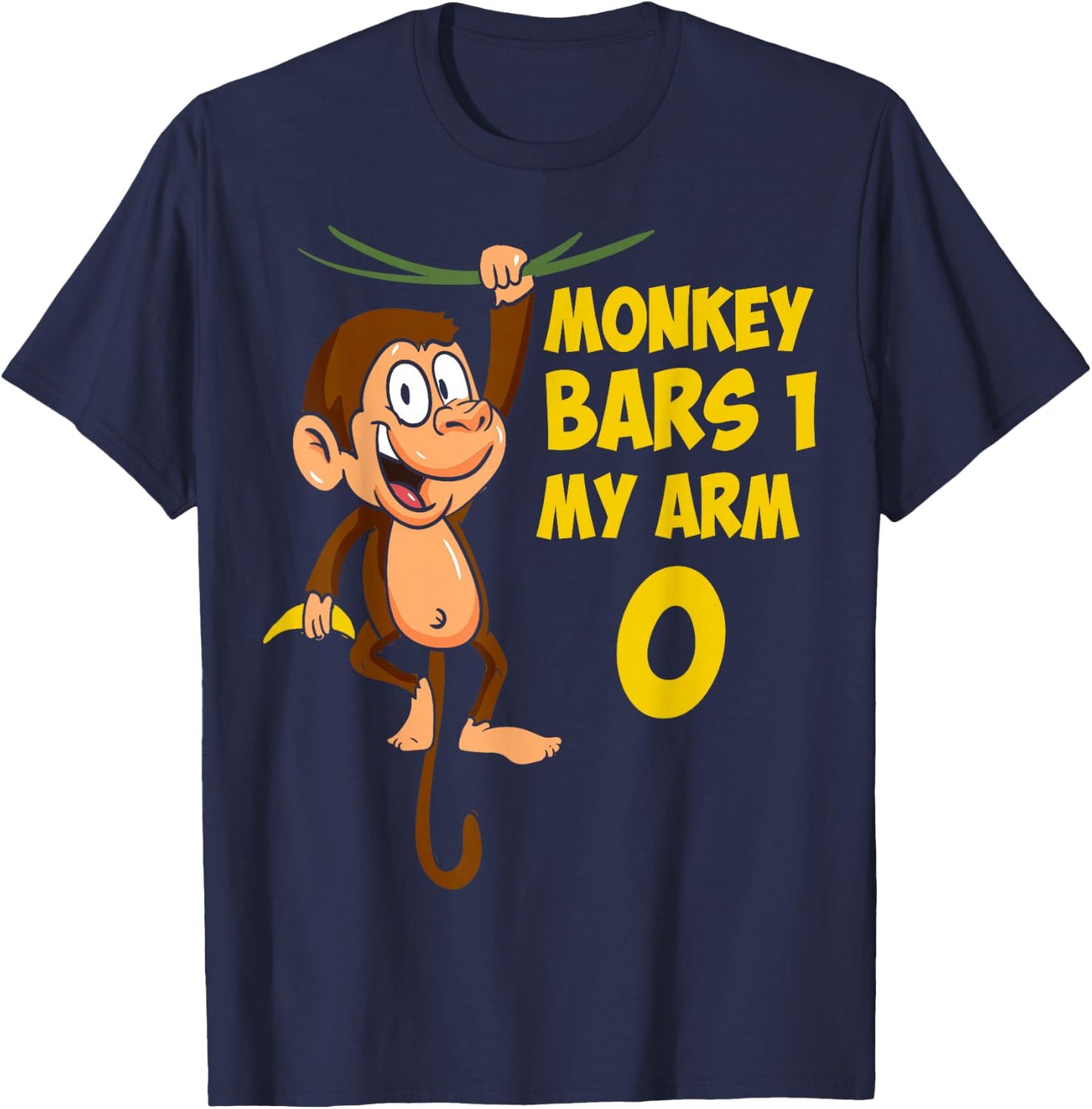 Broken Arm Monkey Bars I Monkey Art I Kids Monkey T-Shirt - T-Shirt | Navy