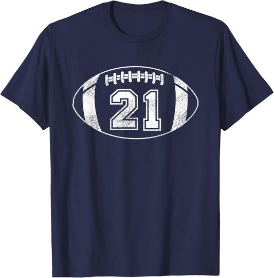 Football Player #21 Football Parent Jersey 21 T-Shirt - T-Shirt | Navy
