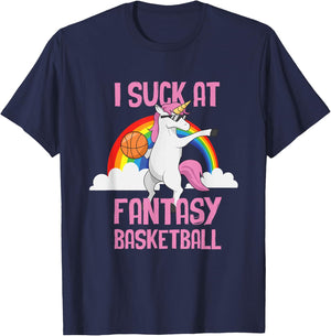 I Suck at Fantasy Basketball Funny Unicorn Sports Looser T-Shirt - T-Shirt | Navy
