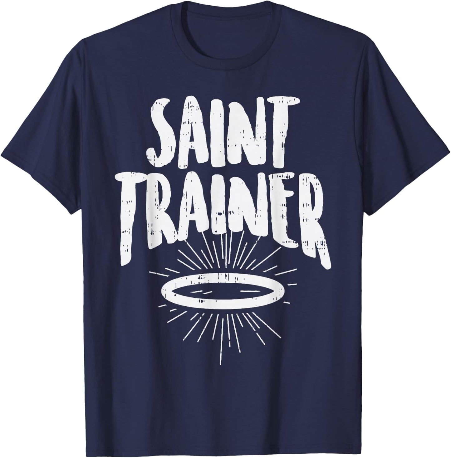 Saint Trainer Halo Workout Funny God Jesus Christian Gift T-Shirt - T-Shirt | Navy