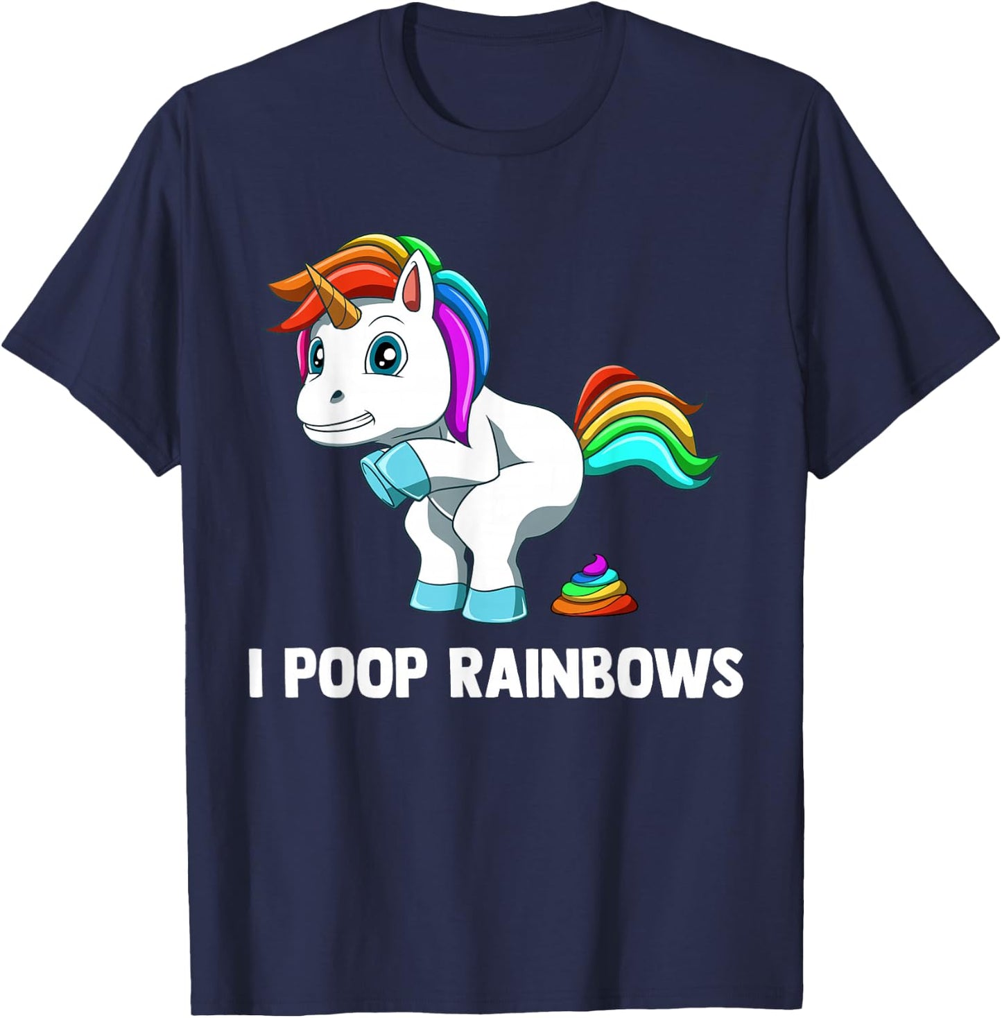 Rainbow Pooping Unicorn T-Shirt - T-Shirt | Navy