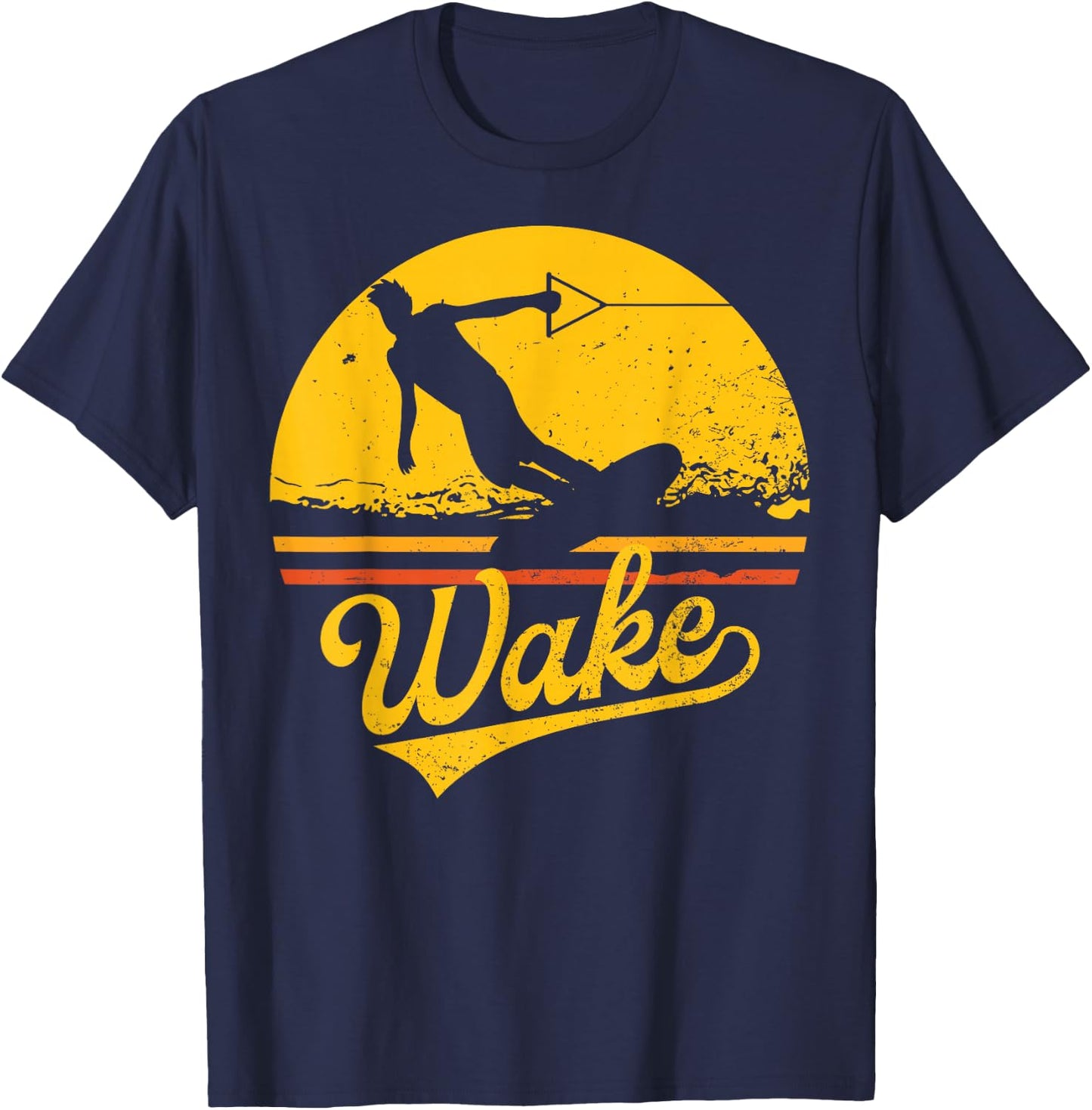 Vintage Wakeboard Sunset Fan Gift Wakeboarder wakeboarding T-Shirt - T-Shirt | Navy