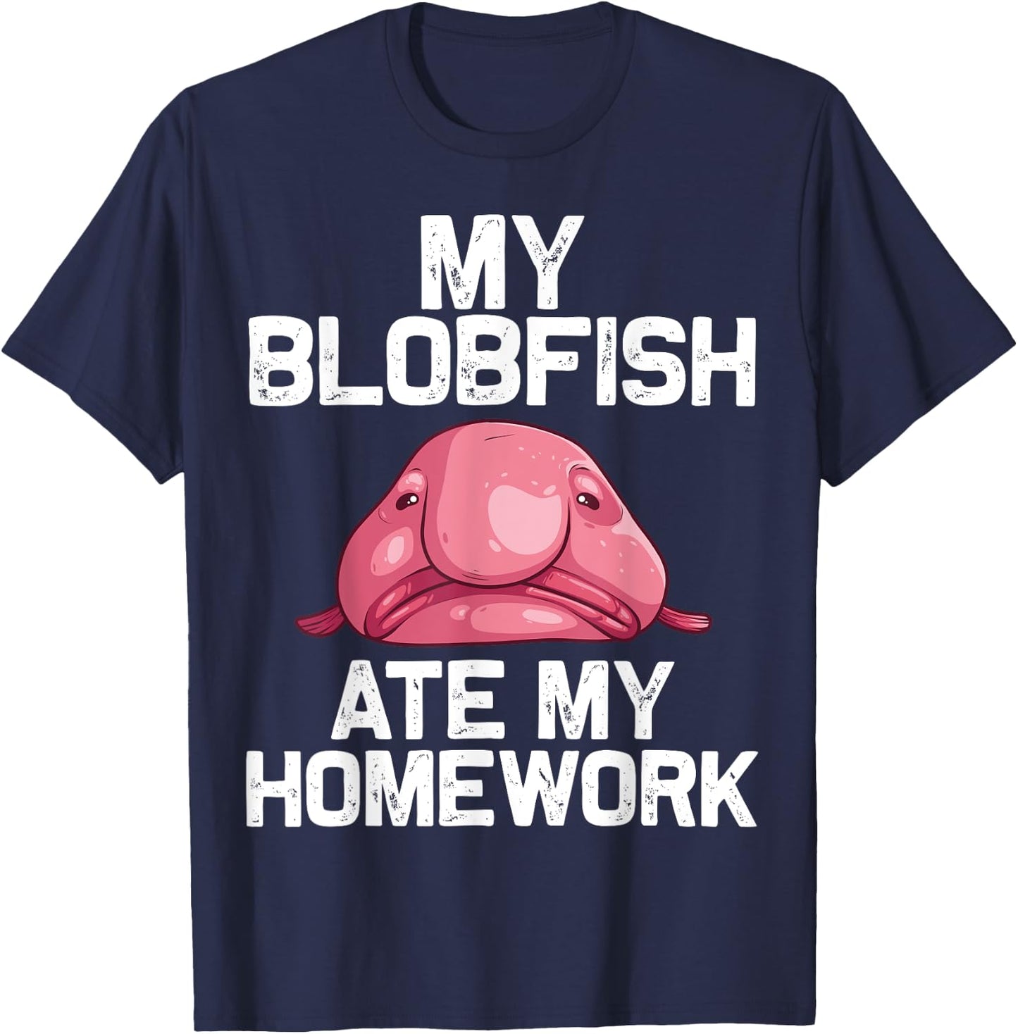 Funny Blobfish Gift Kids Boys Girls Stuffed Sea Animal Lover T-Shirt - T-Shirt | Navy