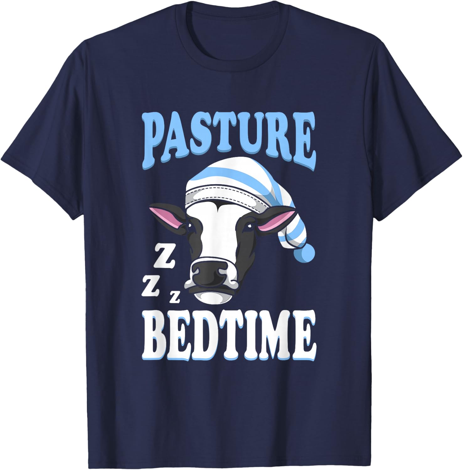 Cute Sleepy Cow Pasture Bedtime T-Shirt - T-Shirt | Navy
