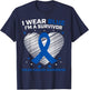 I Wear Blue Colon Cancer Survivor Gifts Products Awareness T-Shirt - T-Shirt | Navy