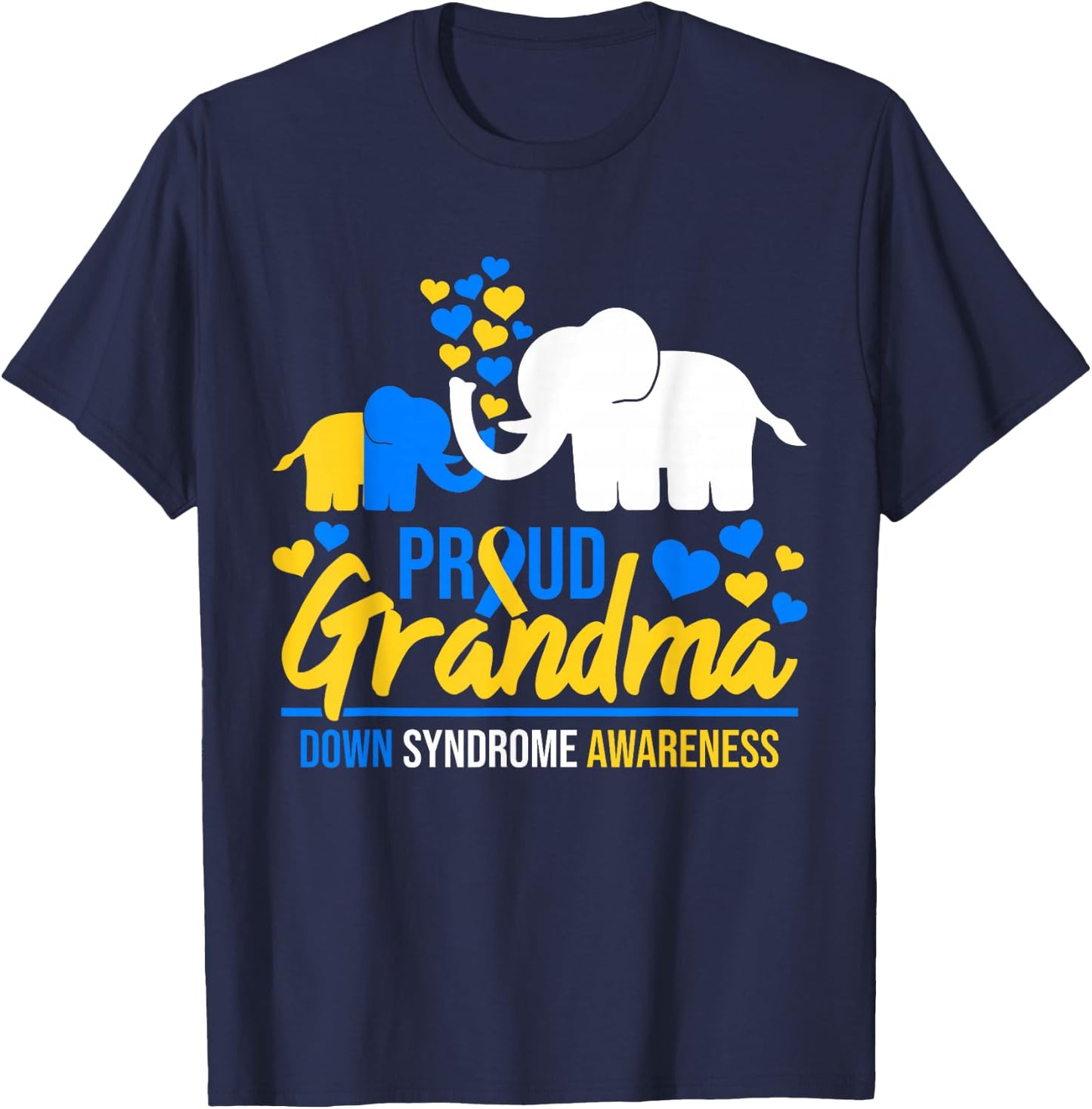 Proud Grandma World Down Syndrome Awareness Day Elephant T21 T-Shirt - T-Shirt | Navy