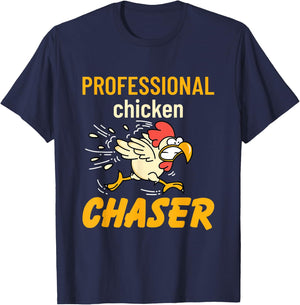 Chicken Professional Chaser Funny Farmer Farm T-Shirt - T-Shirt | Navy