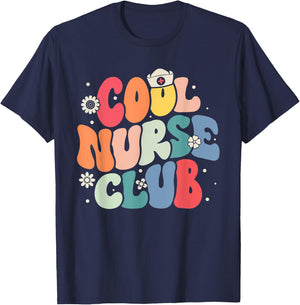 Cool Nurse Club Registered Nurse Nursing Students Groovy T-Shirt - T-Shirt | Navy