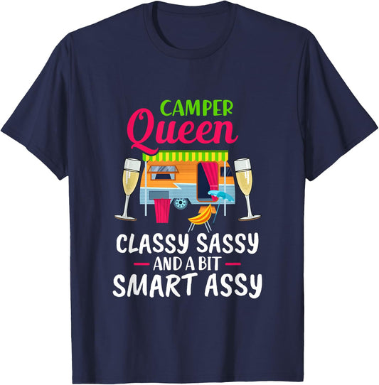 Camper Queen Classy Sassy And A Bit Smart Assy Women Camping T-Shirt - T-Shirt | Navy