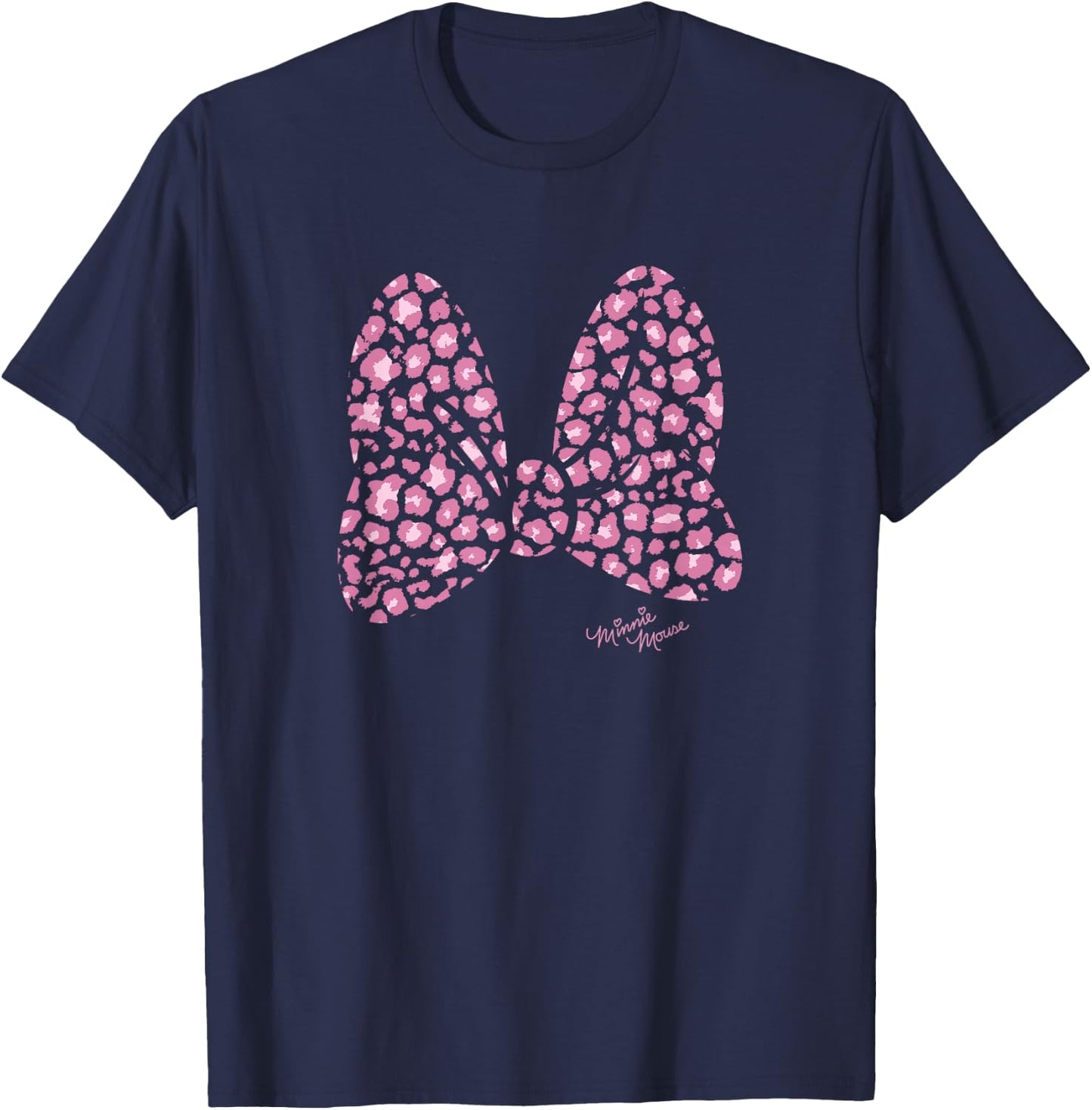 Disney Minnie Mouse Large Pink Cheetah Print Bow T-Shirt - T-Shirt | Navy
