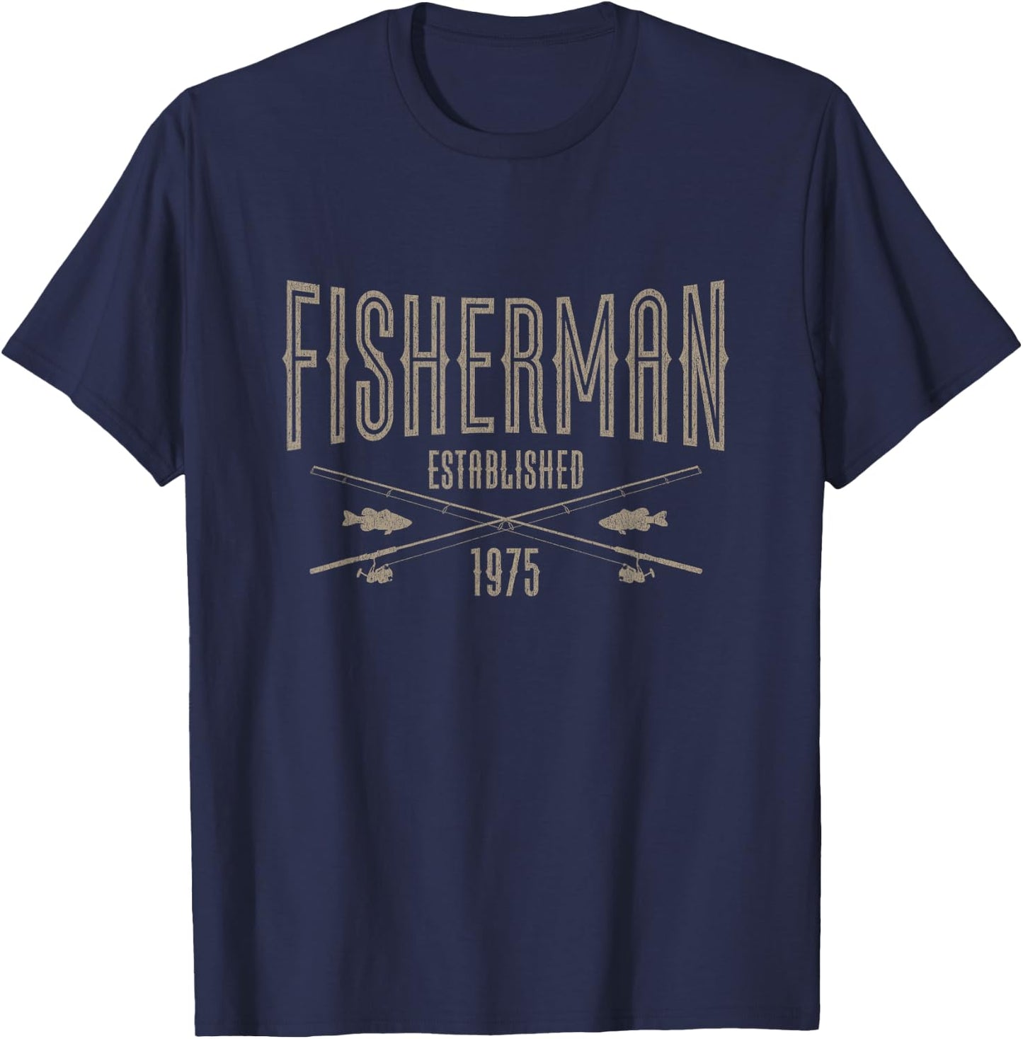 50 Year Old Fisherman Fishing 1975 50th Birthday T-Shirt - T-Shirt | Navy